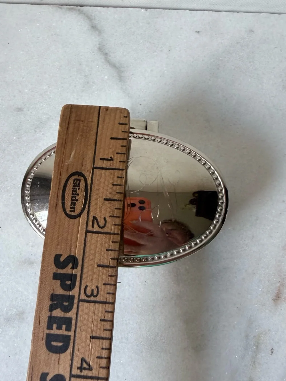 Vintage Oval Silver-tone Trinket Jewelry Box monogrammed